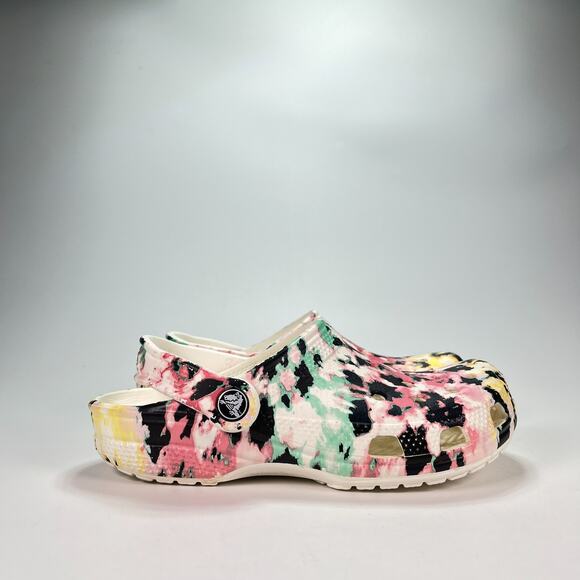 Crocs Classic Tie Dye Mania Clog Black Pink Comfort Slip On 206479 Womens Size 5 - Picture 1 of 10